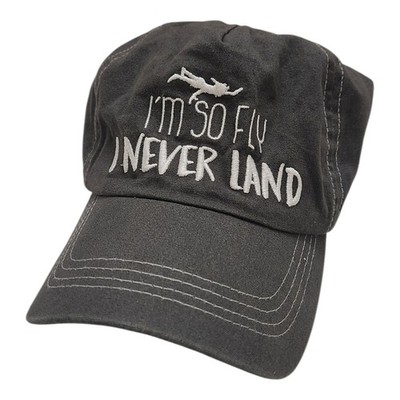 Disney Parks Peter Pan Im So Fly I Never Land Gray Baseball Cap Hat Adult OSFM