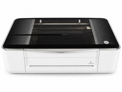 Glowforge Pro Laser 3D Printer Cutter Engraver w/ Transparent Lid, White/Black