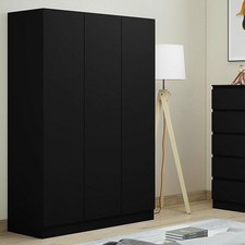3 Door Large Matt Black Wardrobe Modern Bedroom Furniture Scandinavian Style