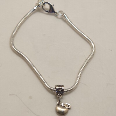 Silver Charm Apple Bracelet 8''