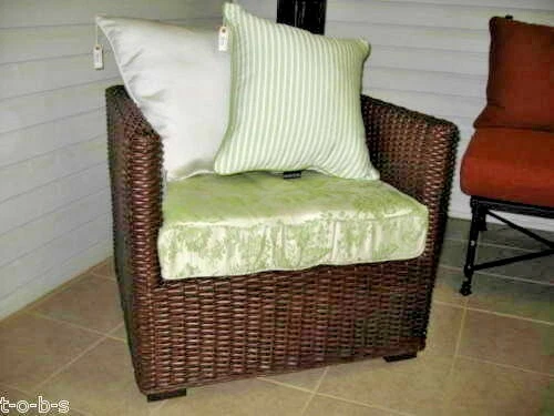 Sofá Pottery Barn PB MADRID Rattan Seagrass Vime Acento CADEIRA almofada verde - Imagem 2 de 4
