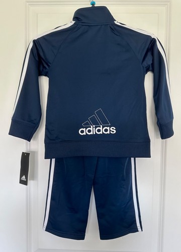 ADIDAS Navy Dark Blue 2-Piece Set With White Stripes Size 4 Years - Picture 2 of 12