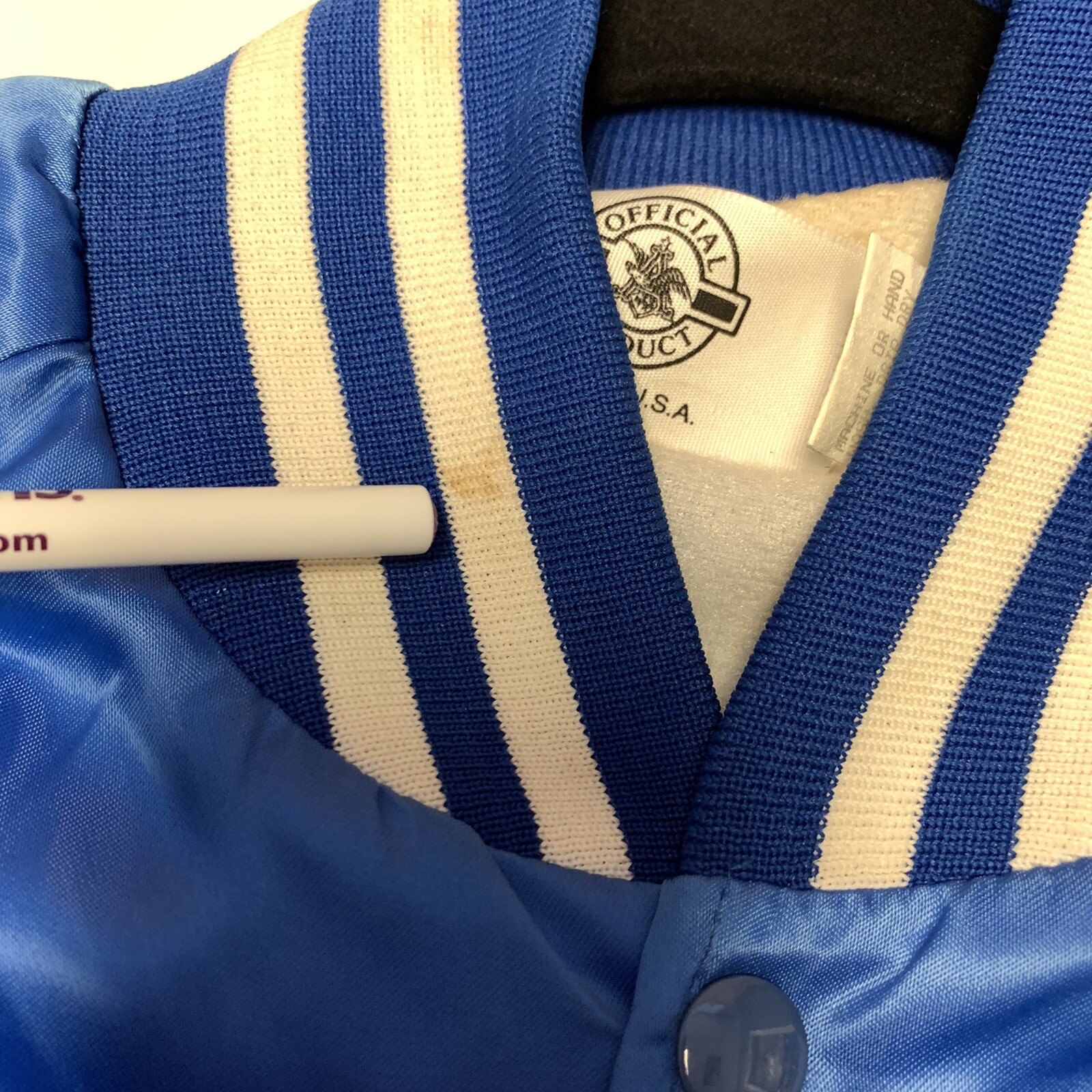 Vtg Busch Beer Royal Blue Satin Jacket Mens L Nylon S… Gem