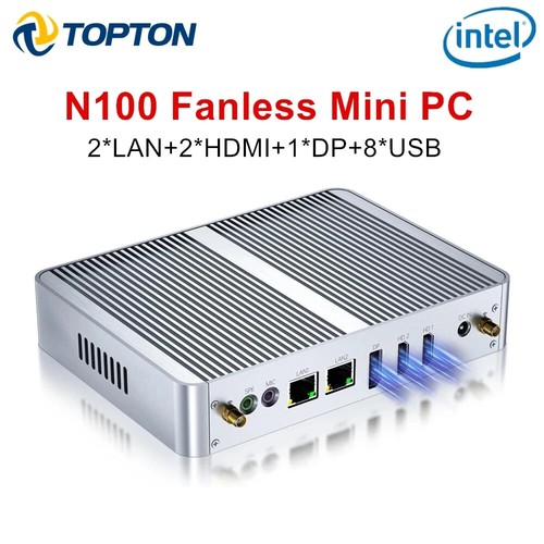 Fanless Mini PC 12th Gen Intel N100 Windows 11 3xStorage 3x4K Display Firewall - 第 2/23 張圖片