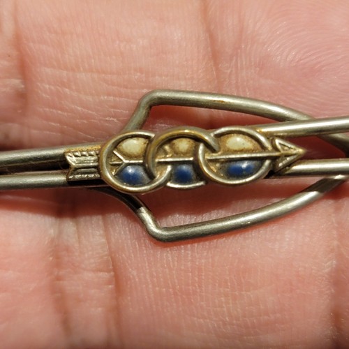 Vintage Silver Tone Arrow Rings Tie Bar Tie Clip 2.5" - Afbeelding 3 van 5