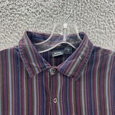 Hugo Boss Shirt Mens Large Button Up Striped Stretch Mercerised Cotton Purple