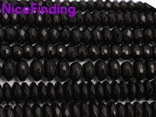 Natural Rondelle Faceted Black Agate Onyx Gemstone Beads For Jewelry Making 15"