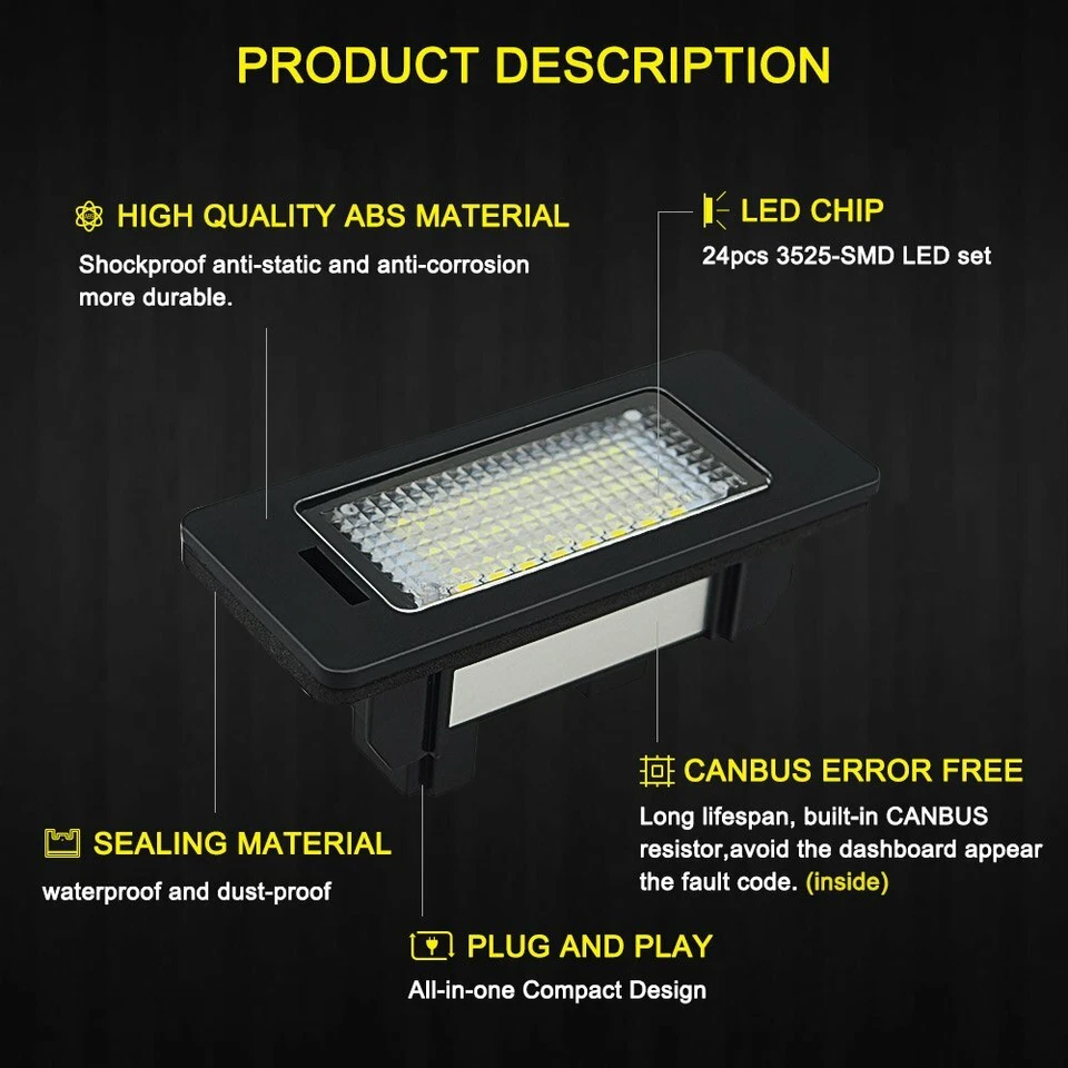 Bombilla de matrícula LED sin errores 2 piezas para BMW E90 E92 E39 E60 E61 M5 E70 Foto 4 de 4