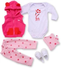 Reborn Baby Clothes Reborn Dolls Clothes for 17-22 In Newborn Baby Doll 5pcs Set