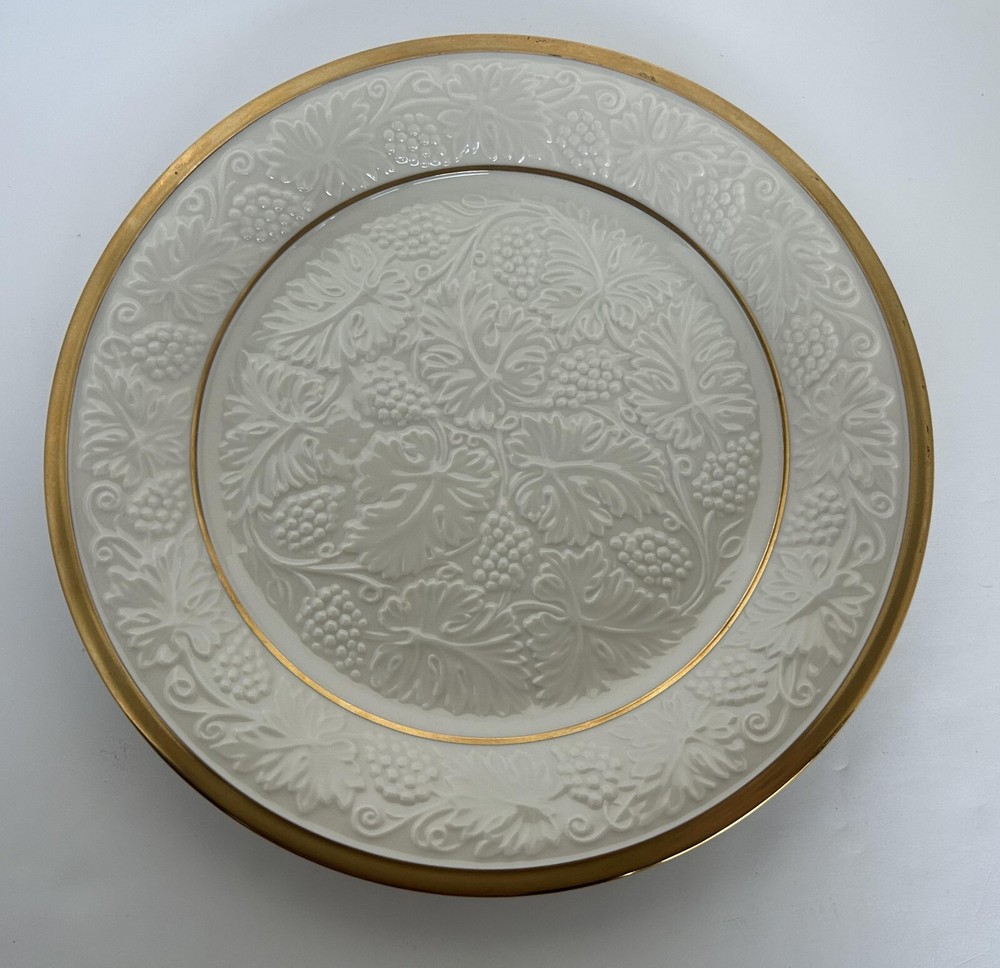 Lenox USA PLANTATION Deep Round Chop Plate Platter Embossed Grapes Gold Trim