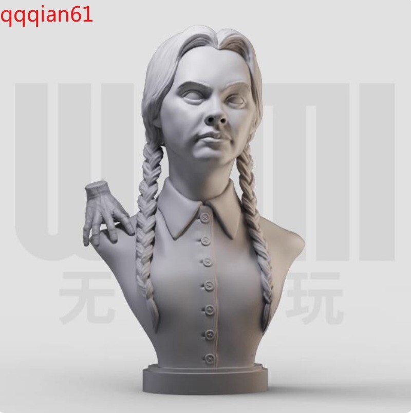 1/10 Wednesday Addams Bust Resin Accessory Unpainted Unassembled Toy Figure Kit