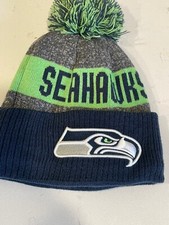 New Era Seattle Seahawks Beanie Knit Hat Youth Blue Green Winter Fleece Lined