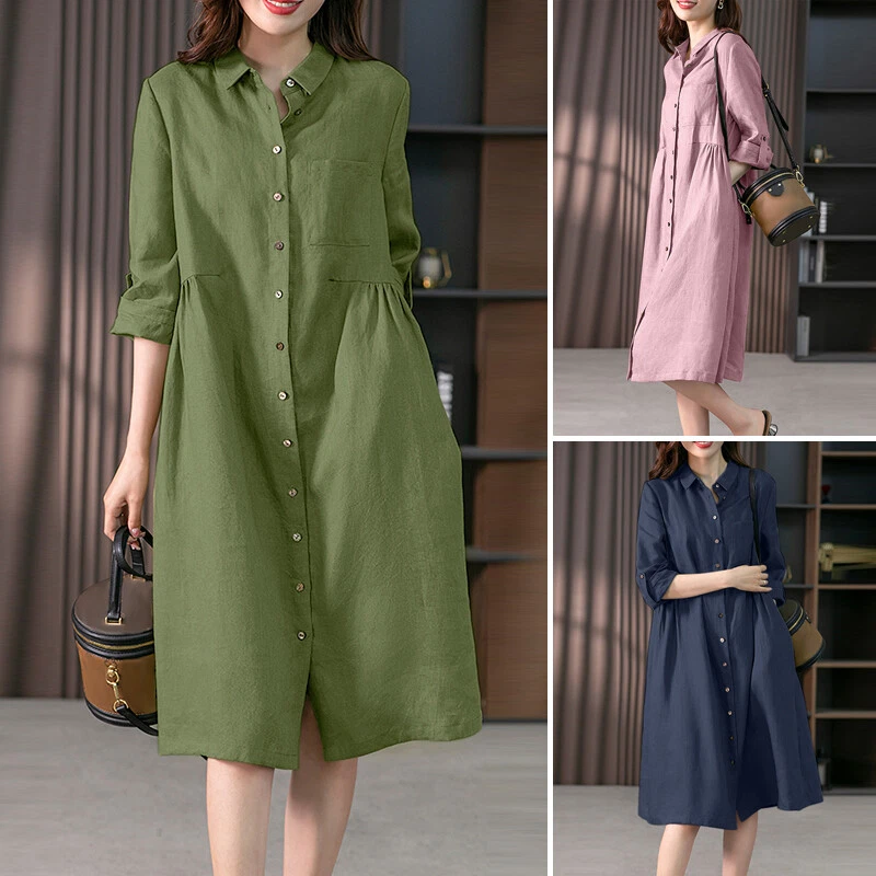 Casual button dress sale