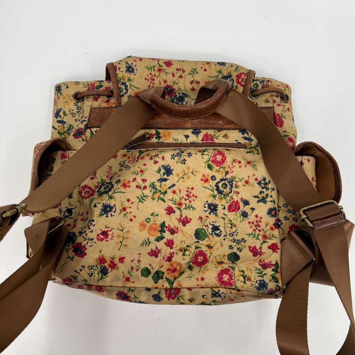 Patricia Nash Tan Floral Canvas & Leather Backpack | Gold Hardware Patricia Nash Heritage Leather Alencon Backpack-Tan*New | eBay main image 4