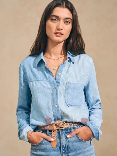 Brand New Faherty Women Autumn Tried And True Multi Patchwork Shirt 2025 - Picture 1 of 24