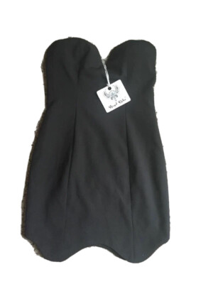 angel biba black dress ANGEL BIBA NWT BLACK COCKTAIL STRAPLESS MINI DRESS EXTRA UK size 6 US 0