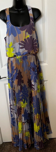 NWT $168 JESSICA SIMPSON 8 MAXI DRESS DAISY BLUE FLORAL SKIRT PARTY 