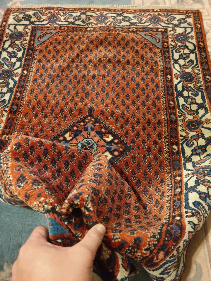 Feiner Handgeknüpfter Antiker Perser Orientteppich 81× 129cm Vintage Traditionel - Bild 2 von 4