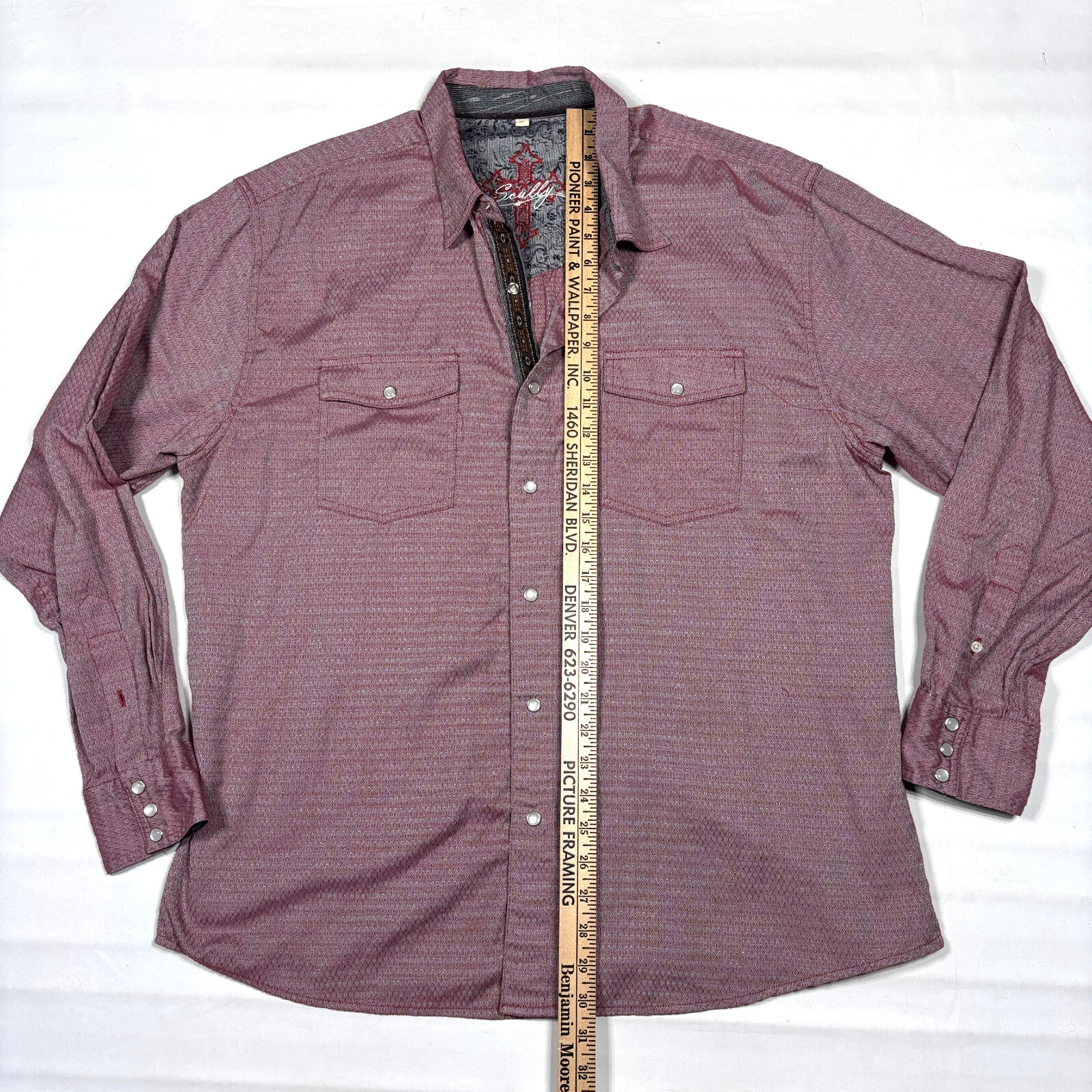 Scully Red Flip Cuff Pearl Snap Button Western Co… - image 9