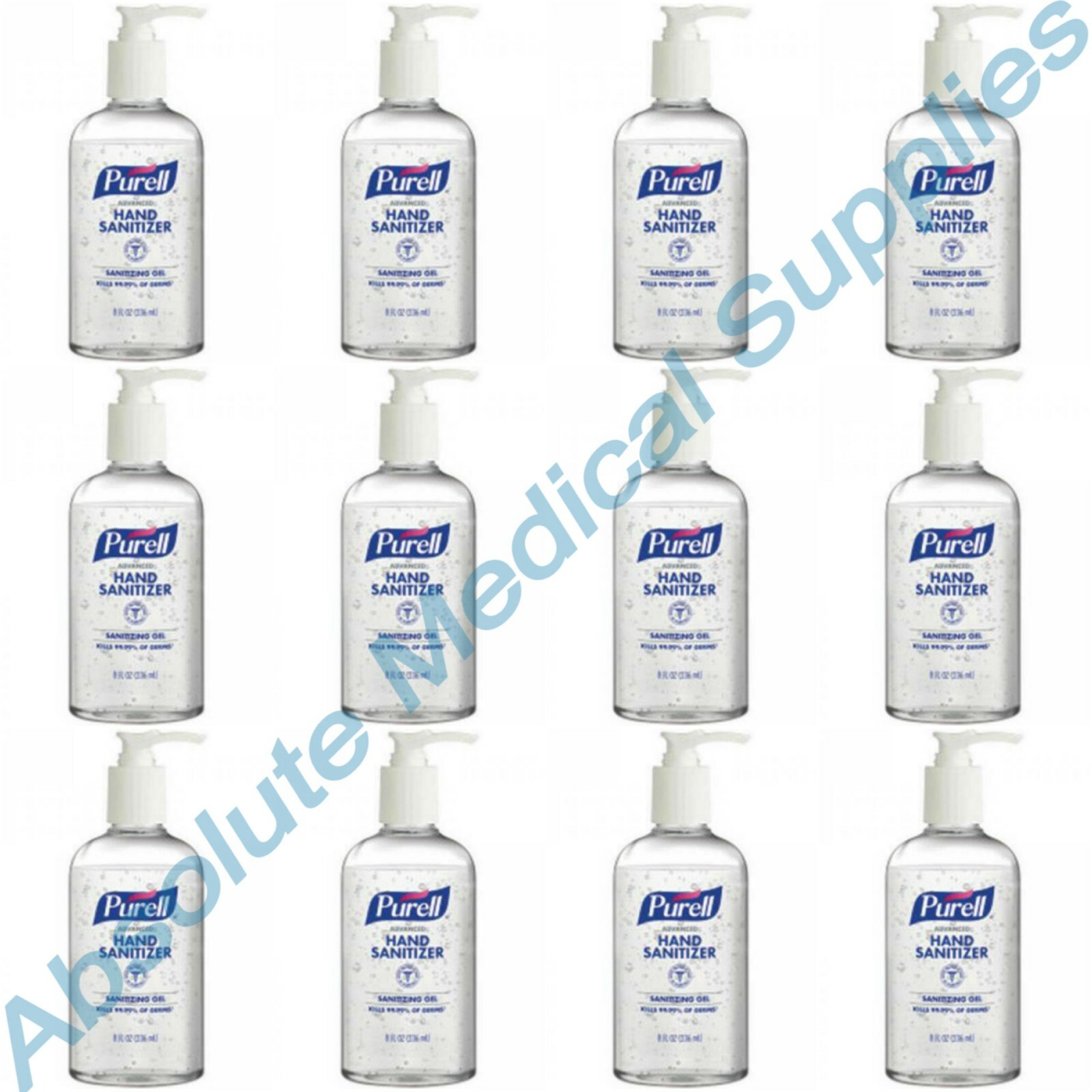 *12-Pack* Purell Advanced Hand Sanitizer 8oz Gel Pump Round 