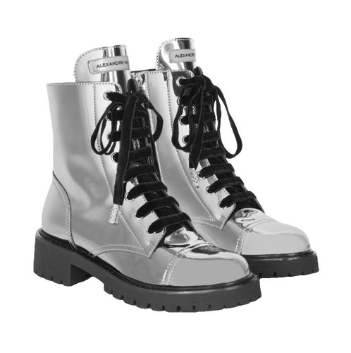 靴 Peter Do COMBATBOOT WITH SILVER LTIP Peter Do Metal Tip Combat Boots silver size 36 US 6 side zip