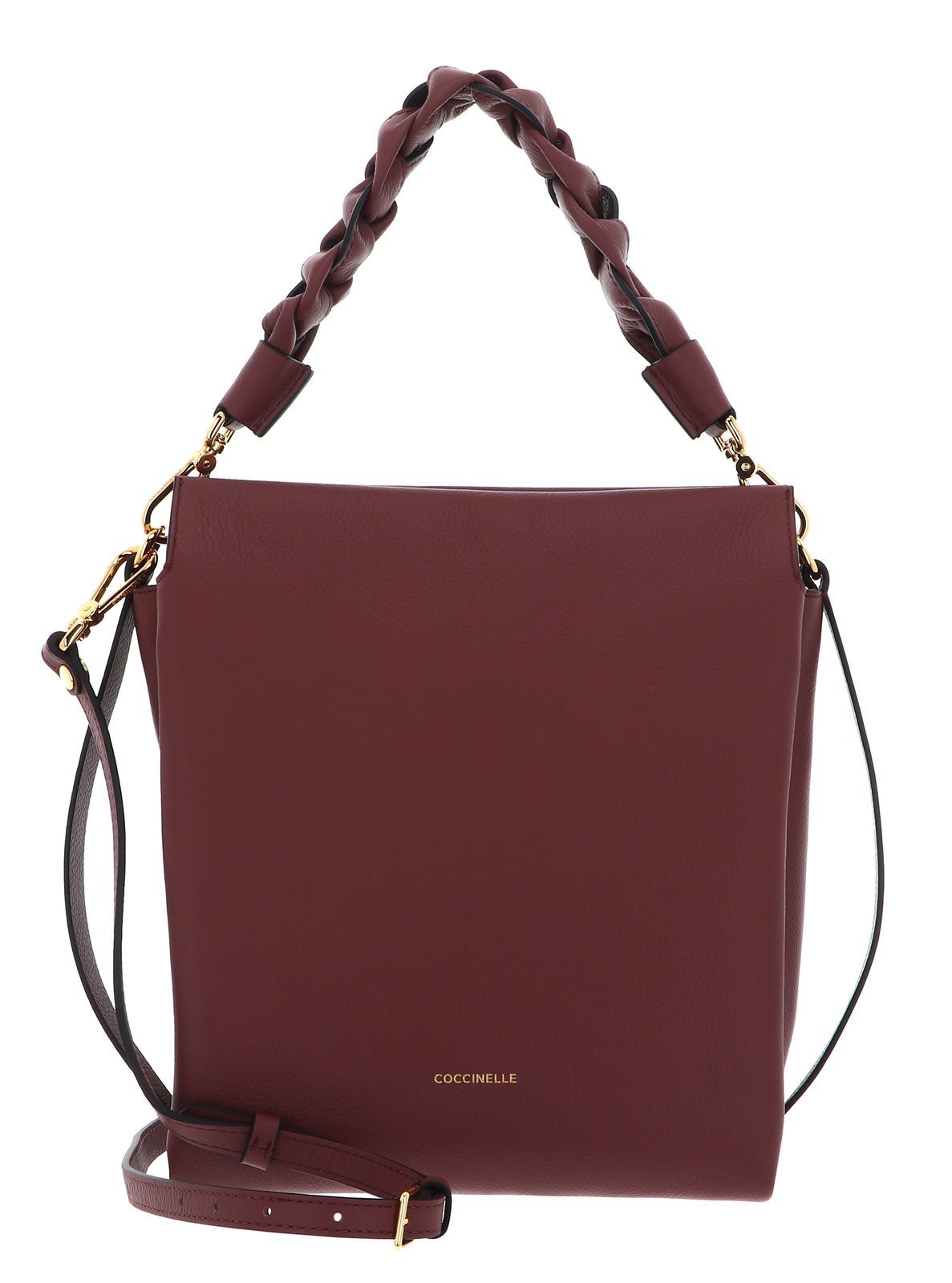 COCCINELLE Handbag Double Grainy Leather Brandy / Gren. Red