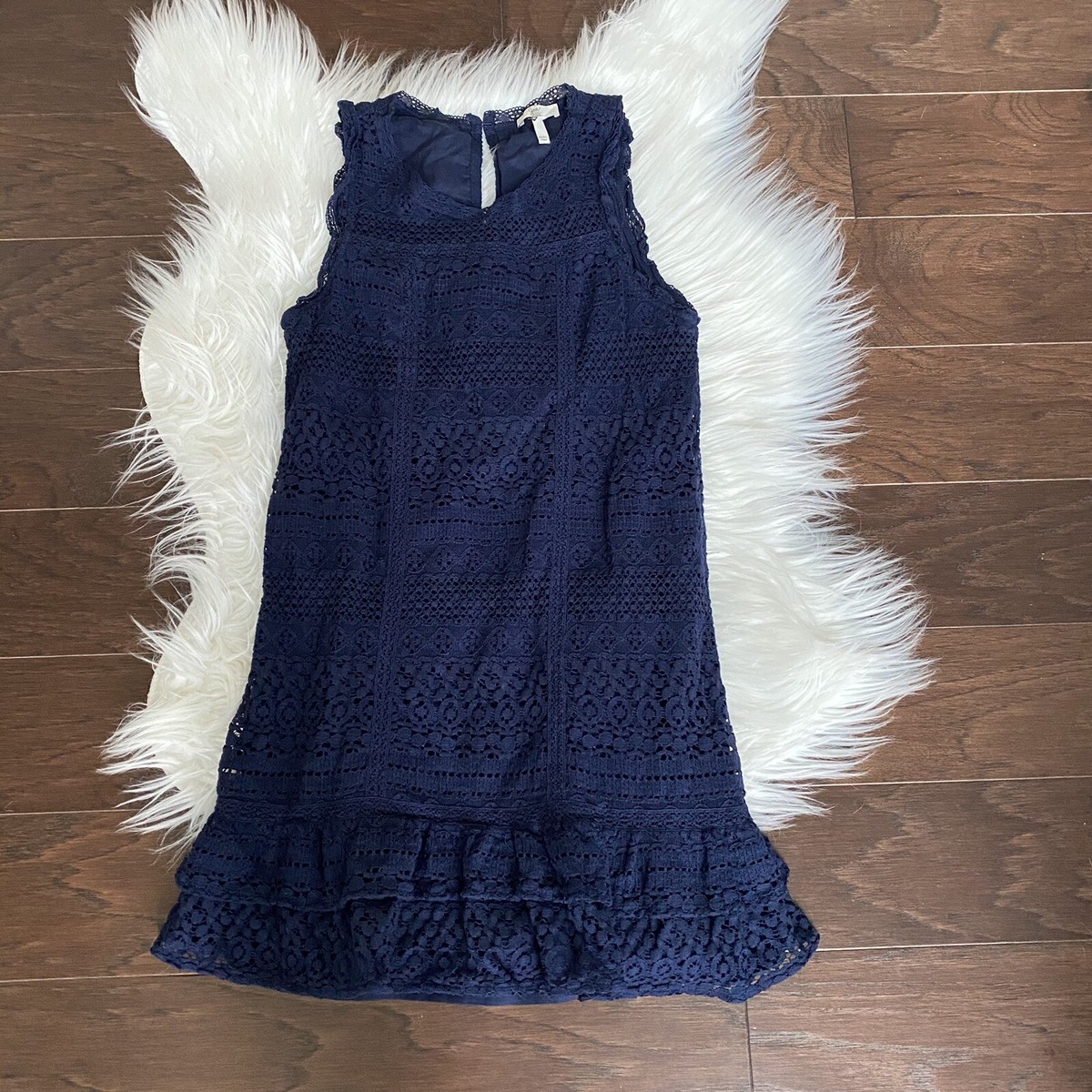 Joie Women's Lindell Sleeveless Lace Dress Navy Size XS