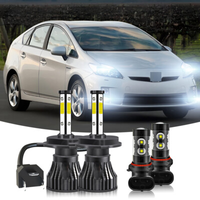 For Toyota Prius 2004-2009 6000K LED Headlight Hi/Lo Beam Fog Light Bulbs kit