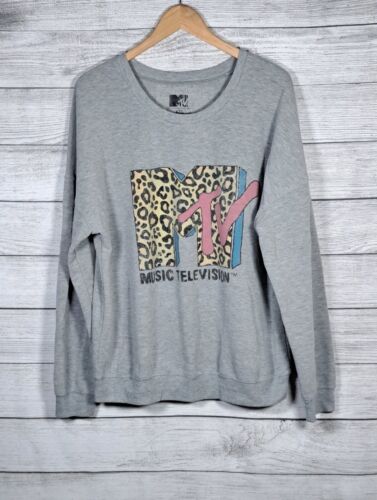 MTV Music Television Womens Soft Gray Pullover Sweatshirt Top XXL - Afbeelding 1 van 3