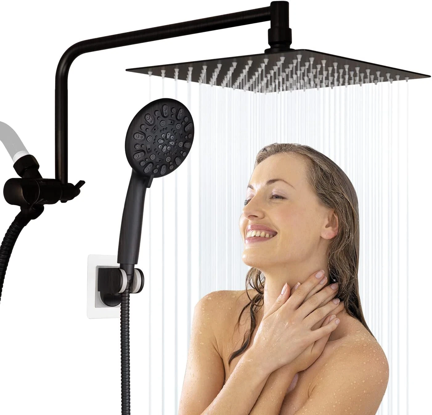 High Pressure 8" Rainfall Shower Head Combo with Handheld & Extension Arm