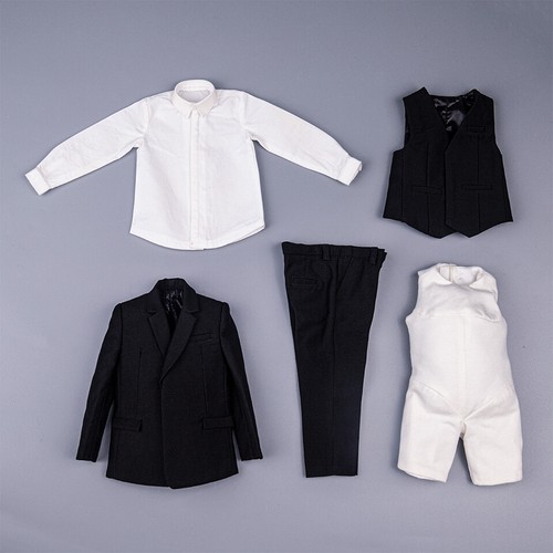 1/6 Male Black Suit Vest Pants w/ Fattening suit for 12" Figure hot toys ❶USA❶ - Picture 2 of 3