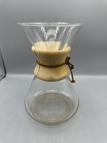 Vintage Chemex Pour Over Coffee Maker Pyrex Glass 8-Cup Wood Collar 9" - Picture 6 of 9