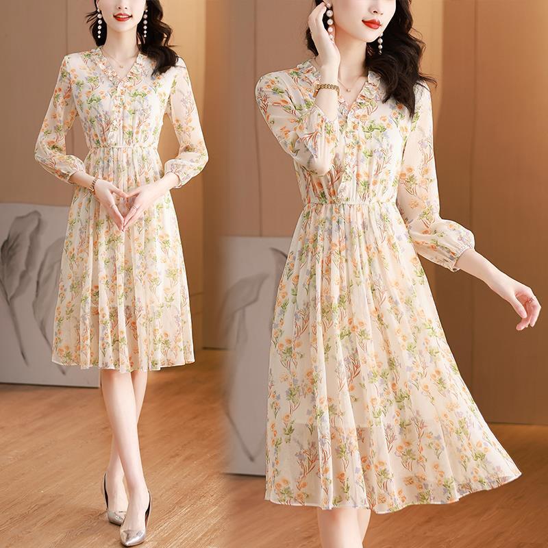 Office Midi Dresses for Women Small Medium Large Size 6-14 Long Sleeve  Floral