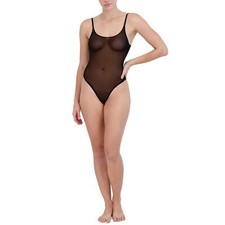 Steve Madden Women's Sheer Mesh Thong Bodysuit SM11841 Black NWT Size Medium