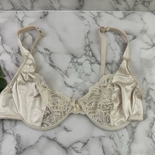 Lilyette Womens Vintage 90s Bra Size 36 B Nude Beige Lace Trim Underwire 0721