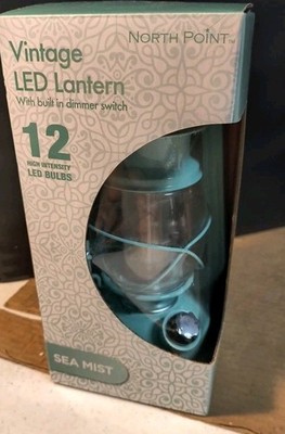 North Point Vintage LED Lantern with Dimmer Switch Sea Mist 150 Lumens ''D'' Batts