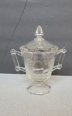 Jeannette Glass ''Baltimore Pear'' Sugar Bowl With A Lid Vintage 