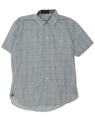 Camel Active Mens Short Sleeve Slim Fit Shirt Large Blue Spotted Cotton CK04