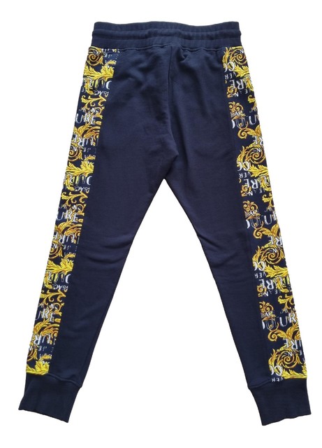 VERSACE Jeans Couture Pantalons De Survêtement Pour Homme Long Noir Jaune Coton