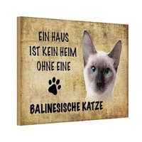 Holzschild 12X18 Cm Balinesische Katze Tier Haustier Deko Geschenk Holz Schild
