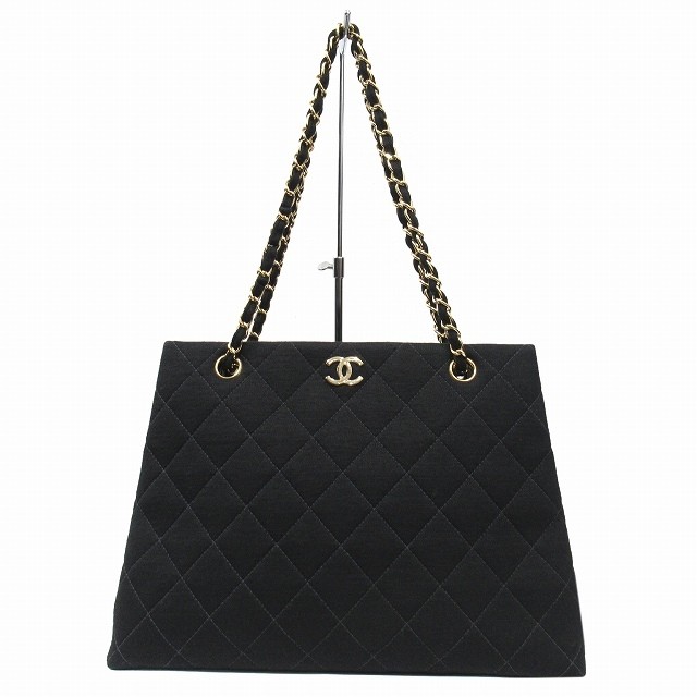 CHANEL Vintage Matelasse Chain Tote in Cotton Jersey with Coco Mark