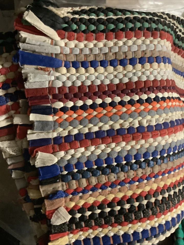 MULTI COLOR RAG RUG  30" X 18"  MORE BLUE, GREY, BROWN, ECT. - Image 2 of 2