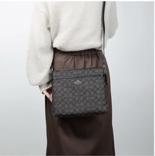 Coach Signature Coated Canvas Black File Crossbody
