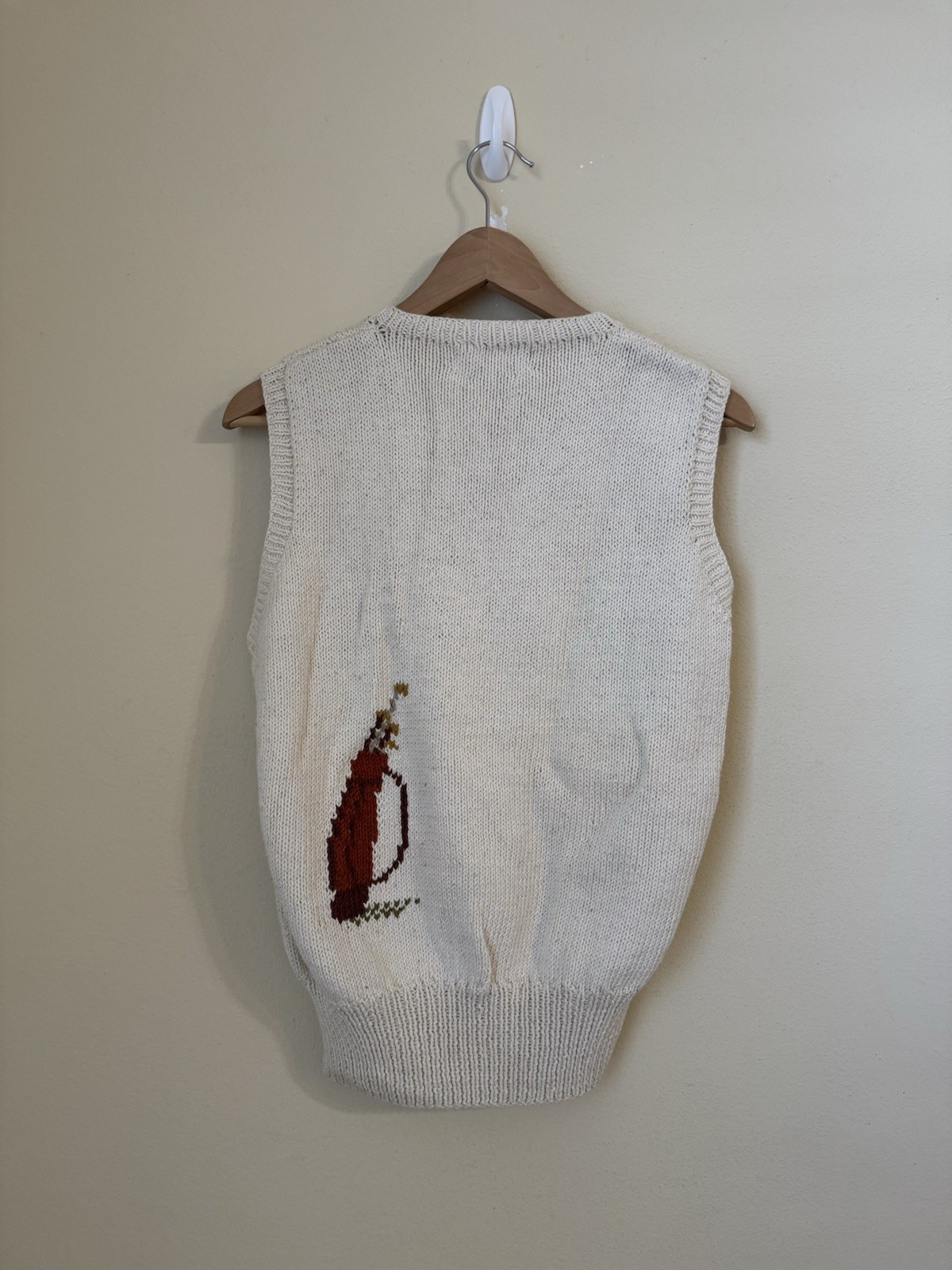 Polo Ralph Lauren Hand Knit V Neck Golf Sweater Vintage Beige Medium image 6
