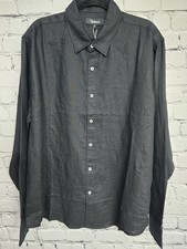 Quince European Linen Shirt Mens XL Black Long Sleeve Button Up Breathable 
