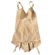 Rago Womens Beige Floral Lace Body Briefer Extra Firm Shaping 36C 9057 Shaper