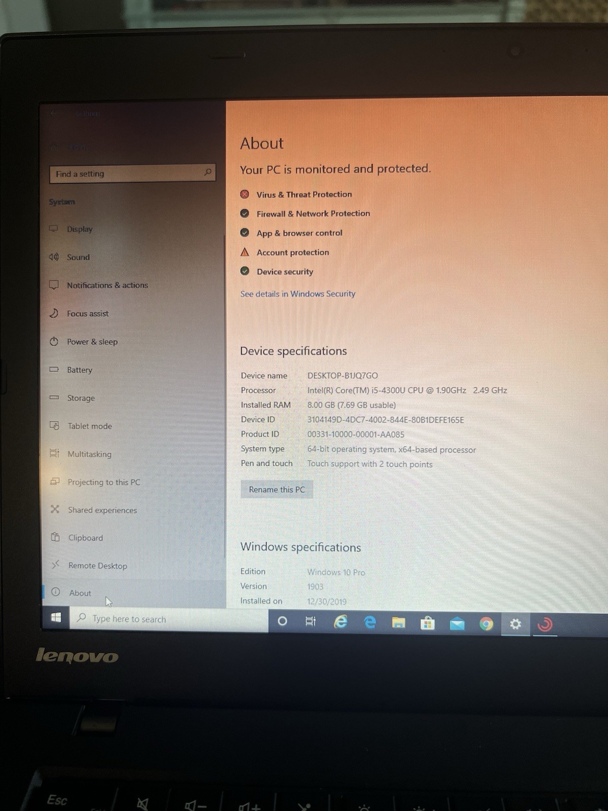 Lenovo ThinkPad T440, 14-Inch Laptop, with Intel Core i5 4th Gen., 8 GB SSD (Solid State Drive), Windows 10 Pro