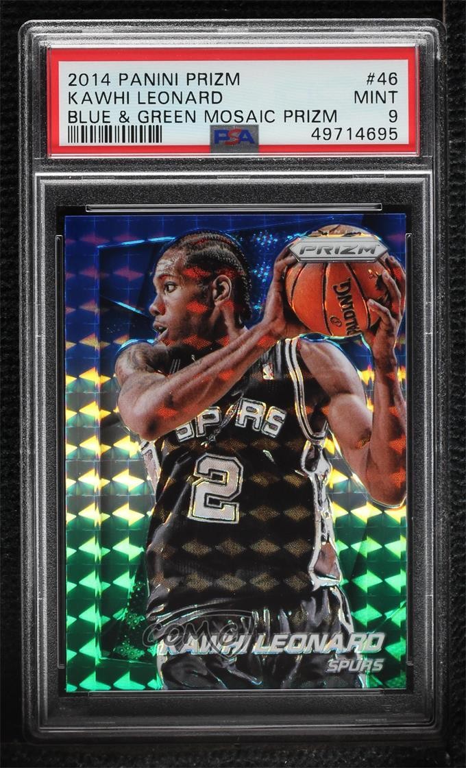 2014-15 Panini Prizm Blue & Green Mosaic Kawhi Leonard #46 PSA 9 MINT 0vf5