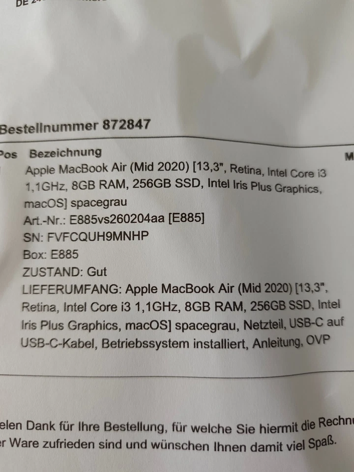 Apple MacBook Air 13,3 Zoll (256GB SSD, Intel Core i3 10. Gen.,max 3,20 GHz,..., Foto 4 von 5