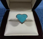 Vintage Mexican Sterling Silver and Turquoise Heart Ring Size 7 Highly Detailed